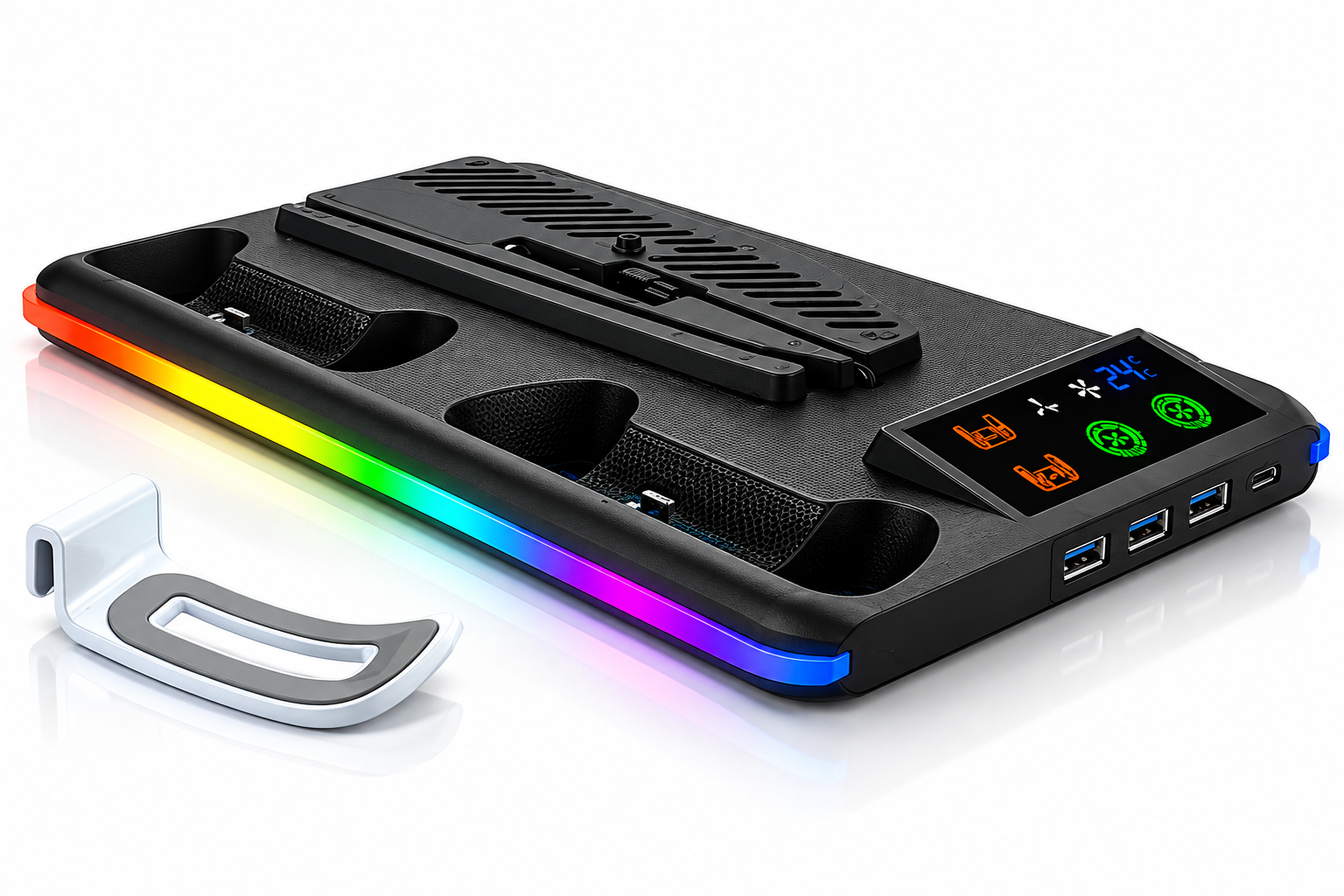 Base de carga para PS5 con luz RGB para mandos y auriculares
