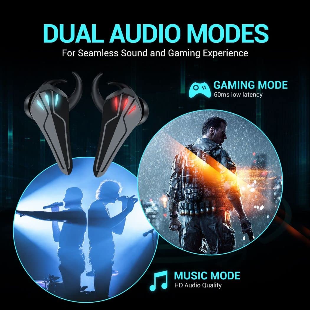 Gaming True Wireless Earbuds with Low Latency and IPX7