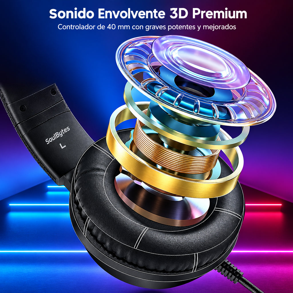 auriculares gamer con cable RGB para deportes electrónicos S19.