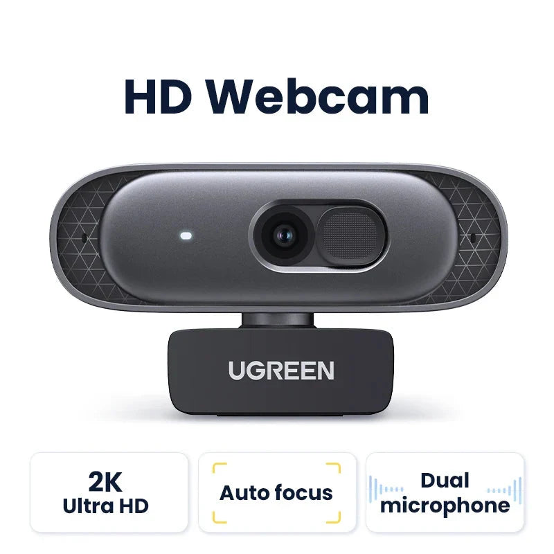2K USB Webcam HD Mini Web Camera with Autofocus Black