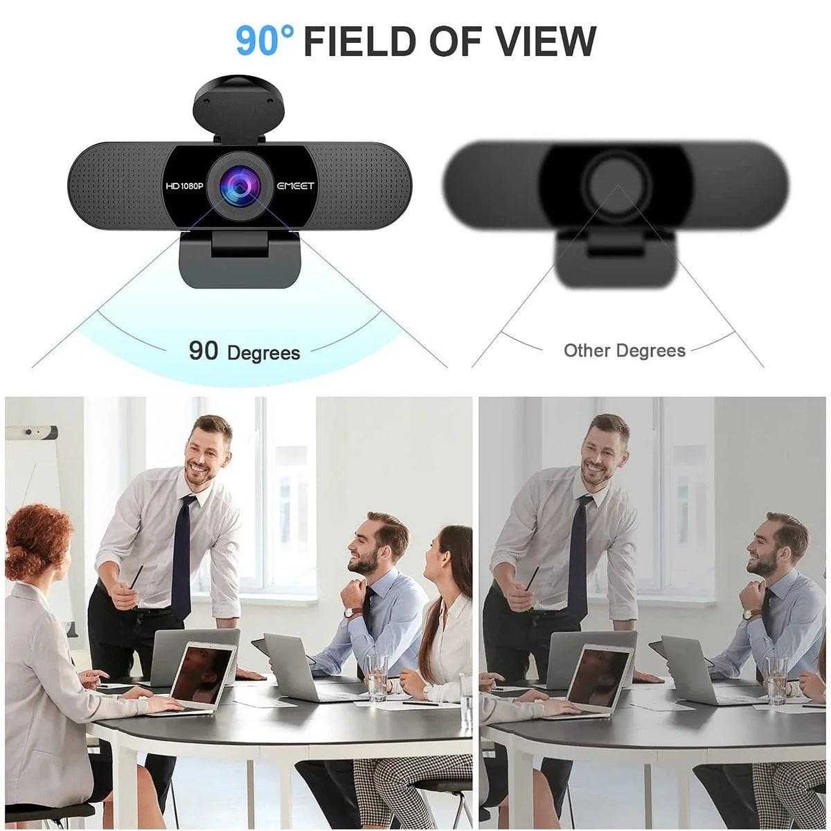 1080P HD USB Webcam Dual Noise-Canceling Mics Black