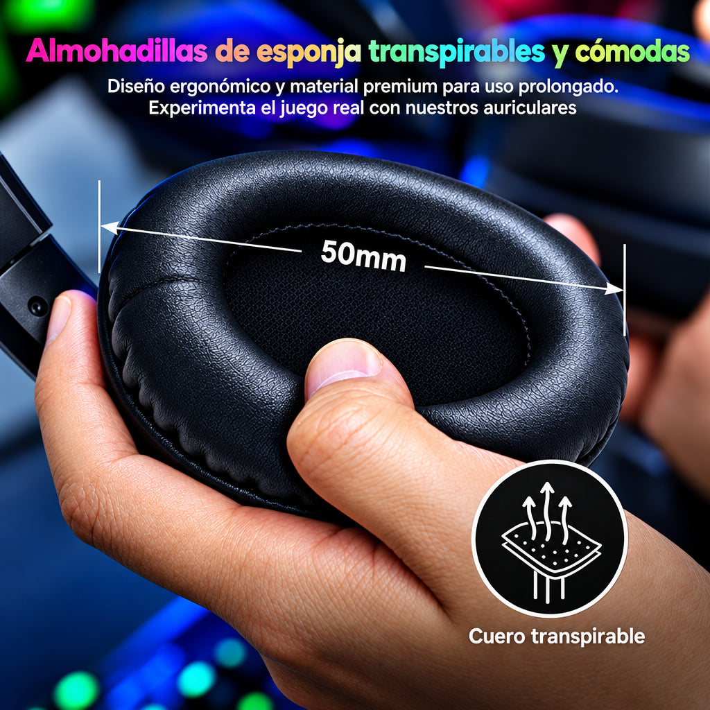 auriculares gamer con cable RGB para deportes electrónicos S19.