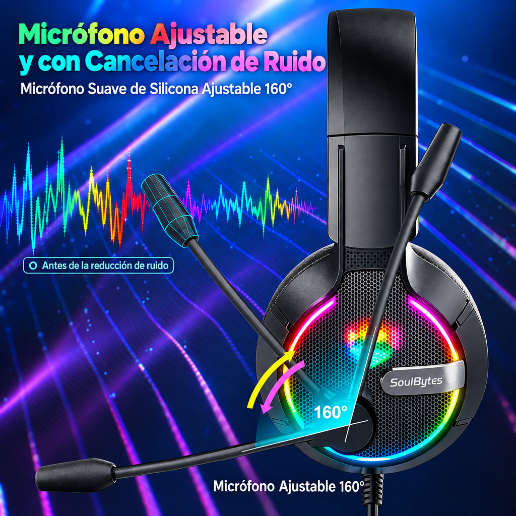 auriculares gamer con cable RGB para deportes electrónicos S19.